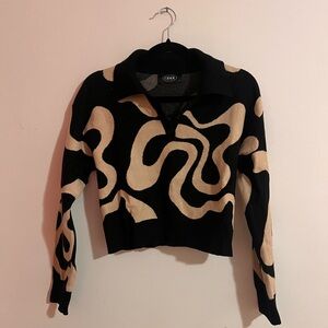 Cider Black and Cream Patterned Crop Sweater